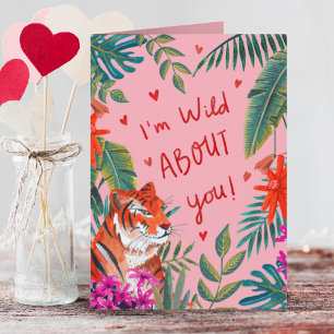 Carte Tiger Je suis fou de toi la Saint-Valentin rose