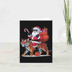 Carte Tiger Lover Xmas Éclairage Père Noël Riding Tiger