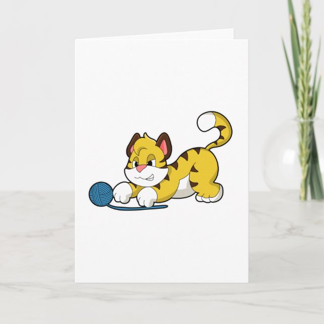 Carte Tiger with Woll yarn ball (Devant)