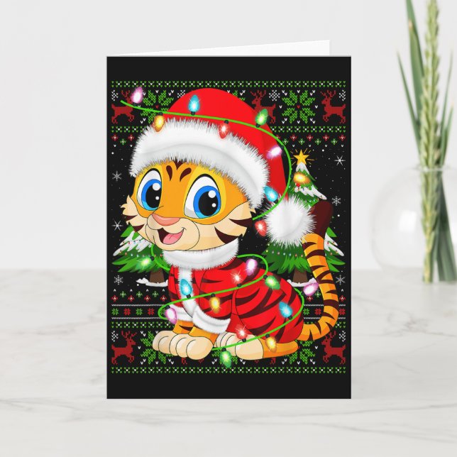 Carte Tiger Xmas Sweater Style Ugly Santa Tiger Christma (Devant)