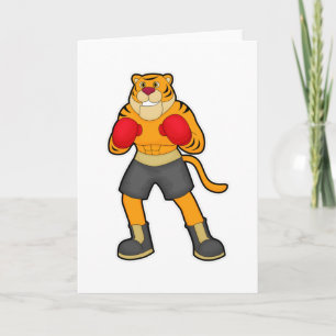 Carte Tigre à la boxe avec des gants de boxe