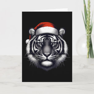Carte Tigre avec chapeau de Père Noël Noël Xmas Amoureux