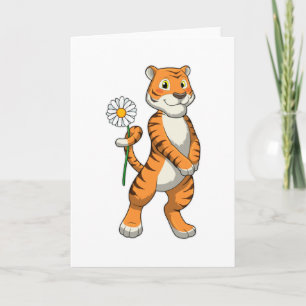 Carte Tigre avec fleur de marguerite