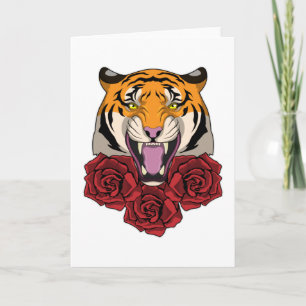 Carte Tigre avec Rose