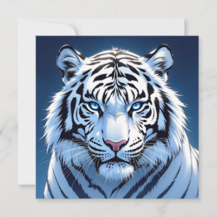 Carte Tigre blanc aux yeux bleus  