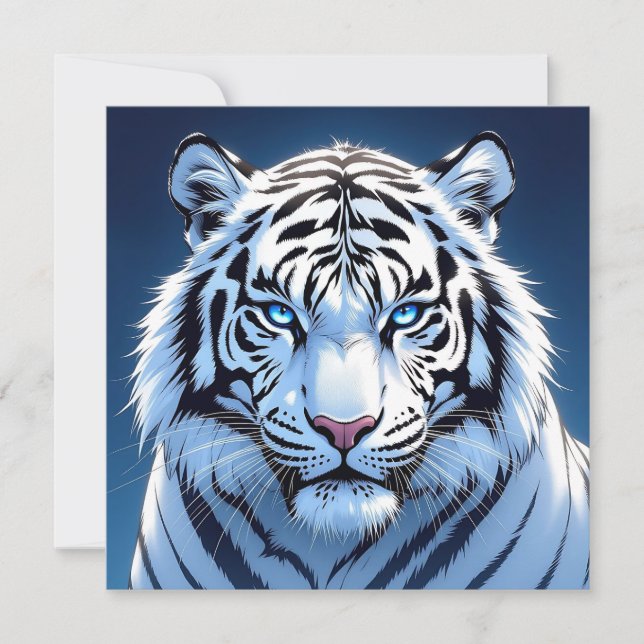 Carte Tigre blanc aux yeux bleus   (Devant)