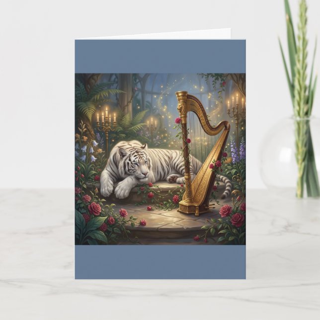 Carte Tigre Blanc & Harpe Dorée (Devant)