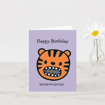 Tigre brun mignon visage violet