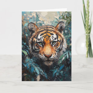 Carte Tigre dans la jungle Portrait Peinture
