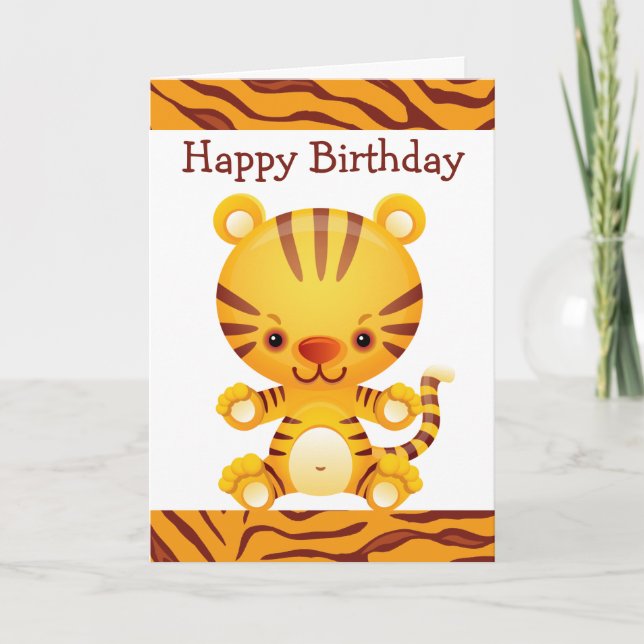 Carte Tigre de dessin avec tigre Imprimer Joyeux anniver (Devant)