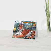 tigre du bengale portant un casquette d'anniversai