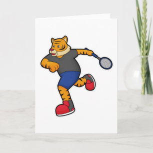 Carte Tigre en joueur de tennis avec raquette de tennis