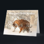 Carte Tigre et bébé mignons - Noël parfait<br><div class="desc">Cette conception présente une image mignonne d'un tigre et de son bébé ! Idéal pour les occasions spéciales telles que les anniversaires, les anniversaires de mariage et plus encore. Si vous souhaitez personnaliser la conception en changeant le message, l'âge ou la police, veuillez cliquer sur « Modifier la conception »....</div>