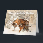 Carte Tigre et bébé mignons - Noël parfait<br><div class="desc">Cette conception présente une image mignonne d'un tigre et de son bébé ! Idéal pour les occasions spéciales telles que les anniversaires, les anniversaires de mariage et plus encore. Si vous souhaitez personnaliser la conception en changeant le message, l'âge ou la police, veuillez cliquer sur « Modifier la conception »....</div>