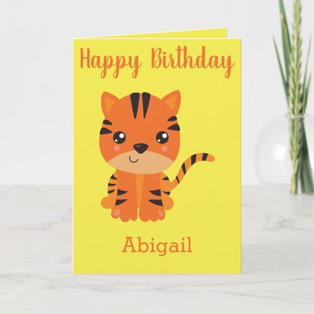 Carte Tigre fille d'anniversaire (Devant)