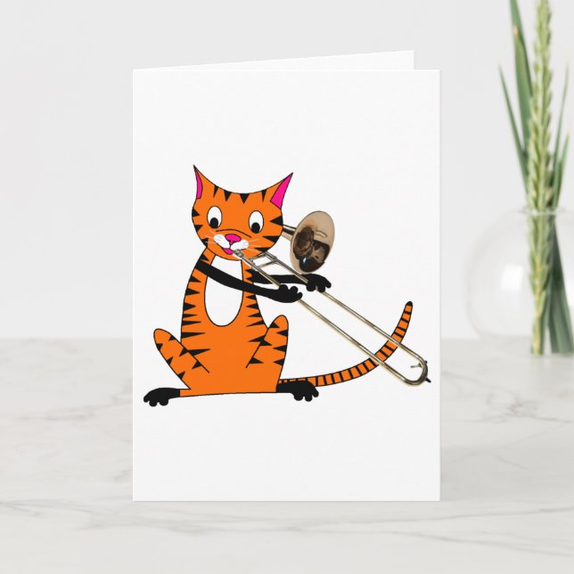 Carte Tigre Jouer le Trombone (Devant)