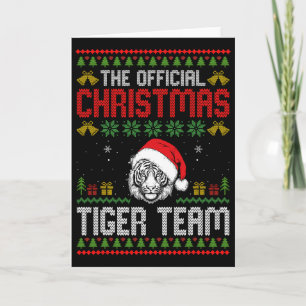 Carte Tigre portant un chapeau de Père Noël Lumières de