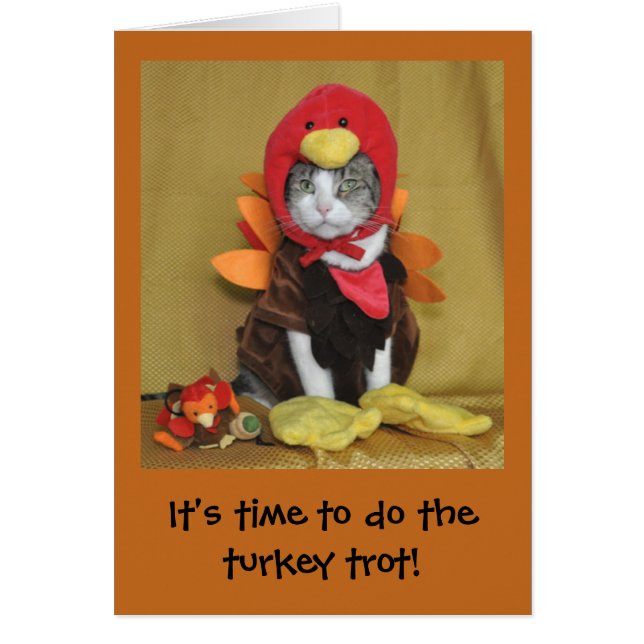 Carte tigrée et blanche de thanksgiving de chat (Devant)