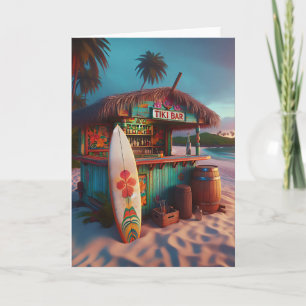 Carte Tiki Bar en fin de journée sur la plage