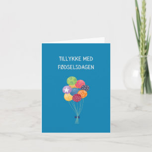 Carte Tillykke med fødselsdagen, anniversaire heureux au