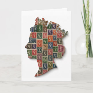 Carte Timbre de la Reine Elizabeth II Mosaïque Silhouett