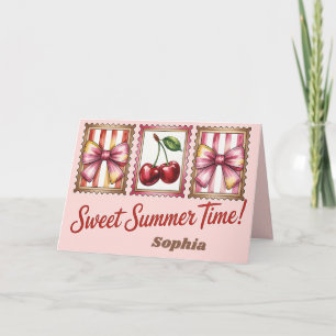 Carte Timbre Vintage Cerise Doux Temps d'Été