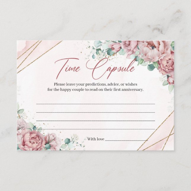Carte Time Capsule en or floral clair eucalyptus (Devant)