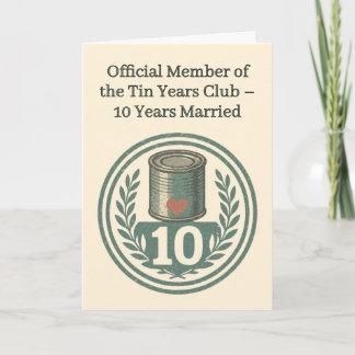 Carte Tin Years Club Vintage Emblem 10th Anniversary
