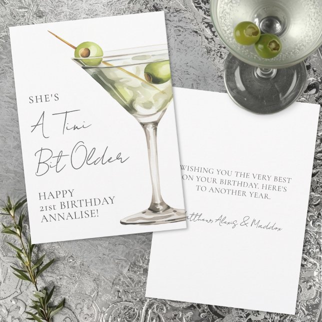 Carte Tini Bit Older Martini Happy Birthday (Tini Bit Older Martini Happy Birthday Card)