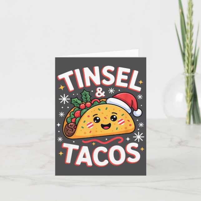 Carte Tinsel And Tacos Cute Christmas Mexican Food Fun  (Devant)