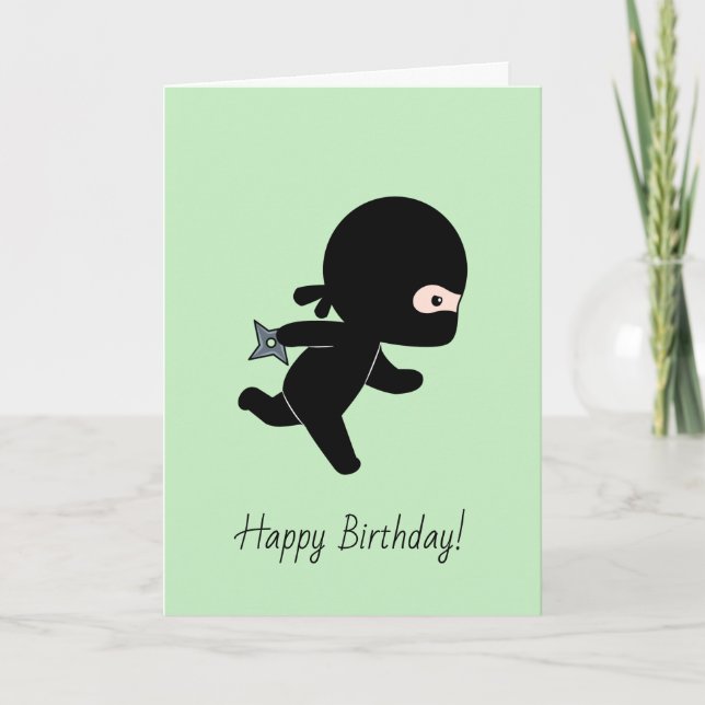 Carte Tiny Ninja coule sur Green Birthday (Devant)