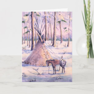 Carte TIPI, CHEVAL et NEIGE par SHARON SHARPE