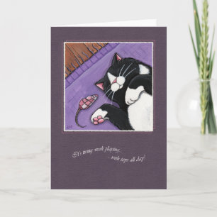 Carte Tirage Travail Jouer toute la journée - Cat Art Ca