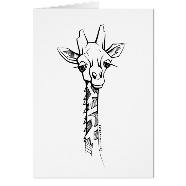 Carte tirée par la main de girafe dans le style (Devant)