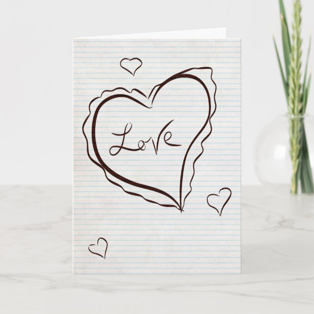 Carte tirée par la main de Saint-Valentin de coeur (Devant)