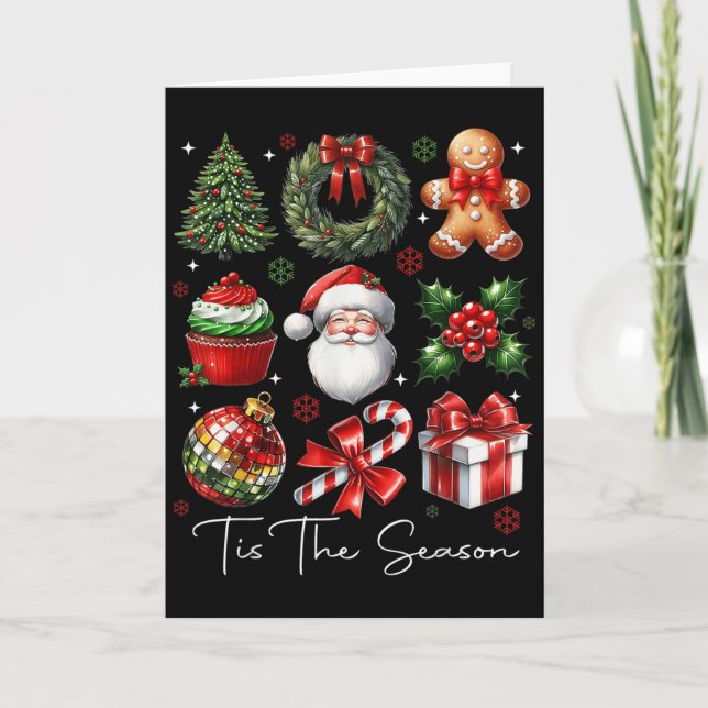 Carte Tis The Season Christmas Santa Gingerbread Xmas Tr (Devant)