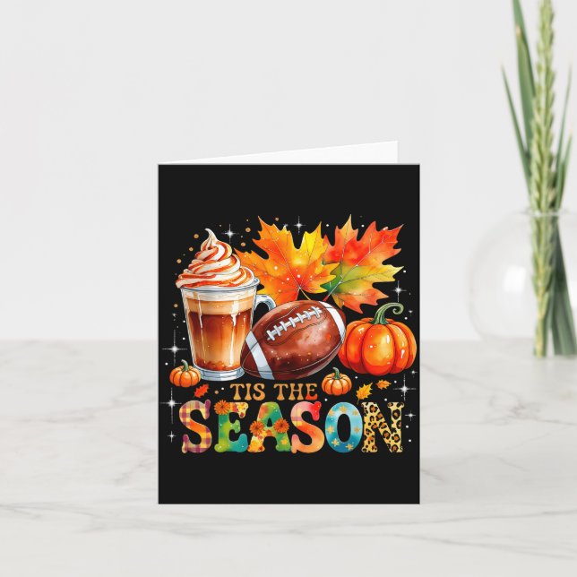 Carte Tis The Season Fall Coffee Football Autumn Gift  (Devant)