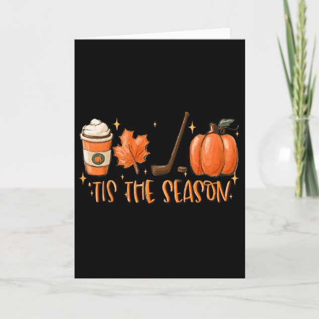 Carte Tis The Season Hockey Latte Leaves Hello Pumpkin H (Devant)