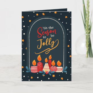 Carte Tis the Season to Be Jolly Christmas Candle Card