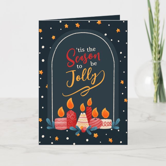 Carte Tis the Season to Be Jolly Christmas Candle Card (Devant)
