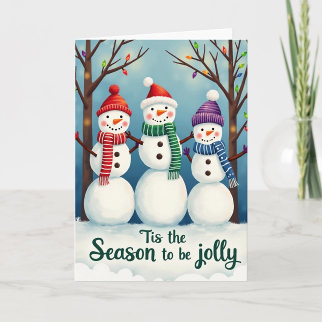 Carte Tis the Season to be Jolly Snowmen Classic Holiday (Devant)