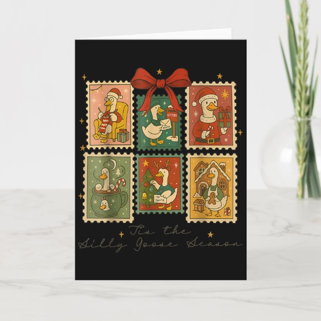 Carte Tis The Silly Goose Season Christmas Stamps Retro  (Devant)