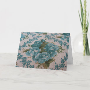 Carte Tissu floral bleu vintage