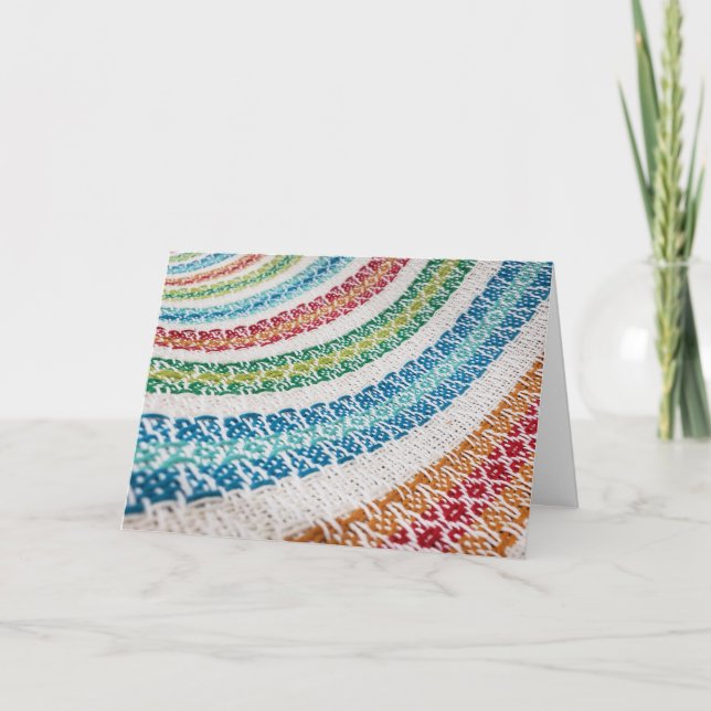 Carte Tissu Tissé Main à Rayures Colorées (Devant)