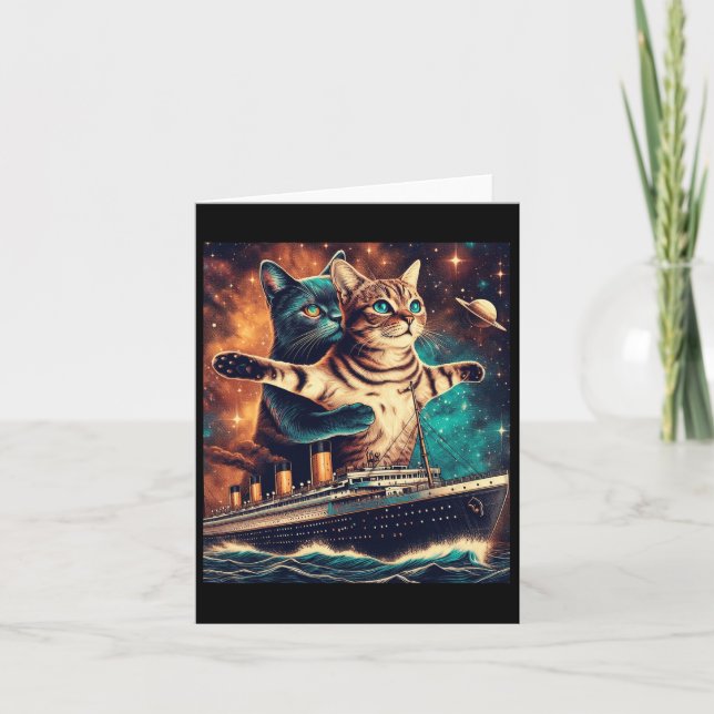Carte Titanic Cats Funny Tee (Devant)