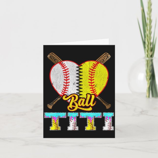 Carte Titi Of Both Half Baseball Softball Ice Cream Drip (Devant)