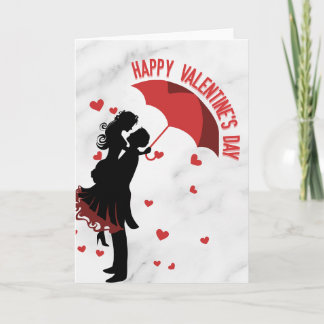 Carte Titre : Couple romantique sous un parapluie Joyeus