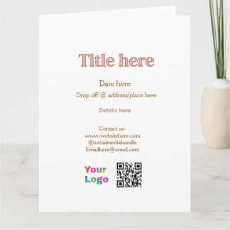 Carte titre scanner QR contact logo ici lieu date entrep