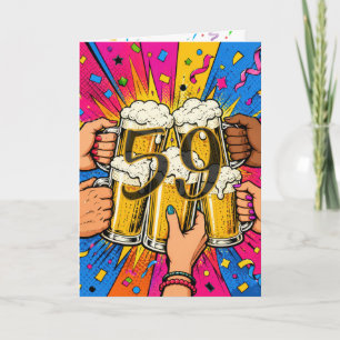 Carte Toast à la bière pour les 59 ans dans le Pop Art