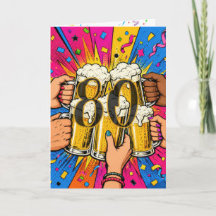 Carte Toast à la bière pour les 80 ans dans le Pop Art